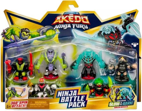 Sunday Sunshine Exclusive Legends of Akedo Ninja Fury Battle Pack Action Figure Set - 6 Pack with 2 Exclusive Glow-in-The-Dark Ninja Bosses: Bossmode Glitchblade and Spirit Weaver in Saudi Arabia