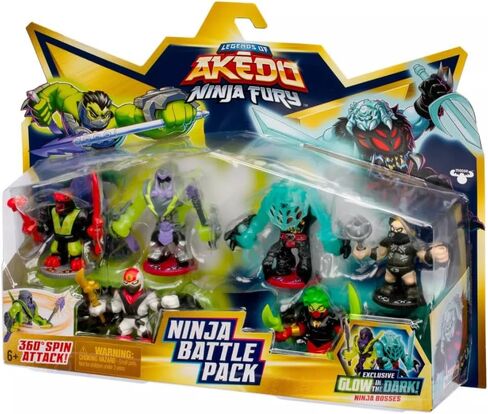 Sunday Sunshine Exclusive Legends of Akedo Ninja Fury Battle Pack Action Figure Set - 6 Pack with 2 Exclusive Glow-in-The-Dark Ninja Bosses: Bossmode Glitchblade and Spirit Weaver in Saudi Arabia