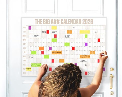 تقويم الباب Big A ## لعام 2026-مخطط محو جاف لمدة 365 يومًا من المدمجة-مكونة من عام واحد-معلقة سهلة ، عطلات نهاية الأسبوع المظللة-محايدة ، 49.875 "× 34.375" in Kuwait