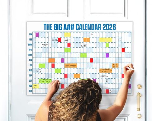 تقويم الباب Big A ## لعام 2026-مخطط محو جاف لمدة 365 يومًا من المدمجة-مكونة من عام واحد-معلقة سهلة ، عطلات نهاية الأسبوع المظللة-محايدة ، 49.875 "× 34.375" in Kuwait