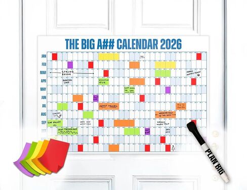 تقويم الباب Big A ## لعام 2026-مخطط محو جاف لمدة 365 يومًا من المدمجة-مكونة من عام واحد-معلقة سهلة ، عطلات نهاية الأسبوع المظللة-محايدة ، 49.875 "× 34.375" in Kuwait