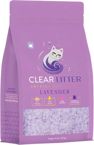 Lavender Cat Sterter-بلورات خفيفة الوزن خفيفة الوزن ، غير مقاس ، خالية من الغبار للتحكم في الرائحة ، و scoopfree و scoopfle in Kuwait