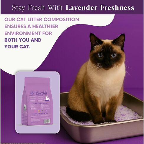 Lavender Cat Sterter-بلورات خفيفة الوزن خفيفة الوزن ، غير مقاس ، خالية من الغبار للتحكم في الرائحة ، و scoopfree و scoopfle in Kuwait