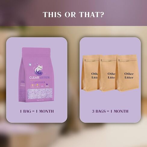 Lavender Cat Sterter-بلورات خفيفة الوزن خفيفة الوزن ، غير مقاس ، خالية من الغبار للتحكم في الرائحة ، و scoopfree و scoopfle in Kuwait