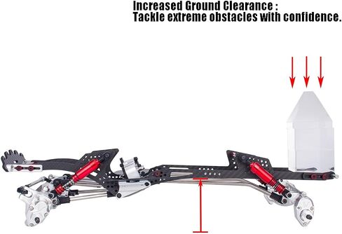 RC Performance Carbon LCG chassis مجموعة مع امتصاص صدمة علبة التروس لـ 1/10 RC Crawler SCX10 CAPRA (مجموعة الروابط) in Saudi Arabia
