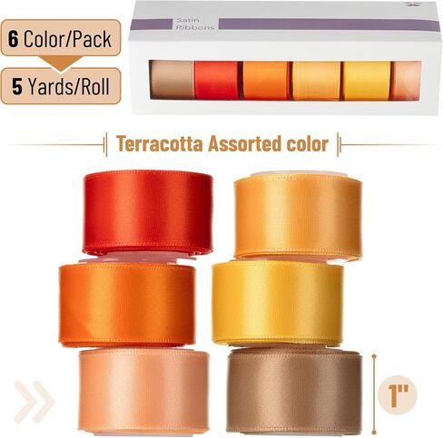 Mr. Pen- Satin Ribbon, 6 Rolls, 1 Inch, 5 Yards/Roll, Terracotta Ribbon 1 Inch in Saudi Arabia