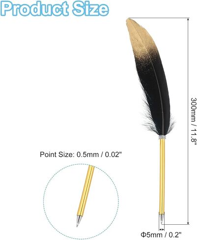 PATIKIL Feather Ballpoint Pens Bulk, Metal Holder Black Ink Vintage Quill Writing Pens for Office Wedding Signature, Blue in Saudi Arabia