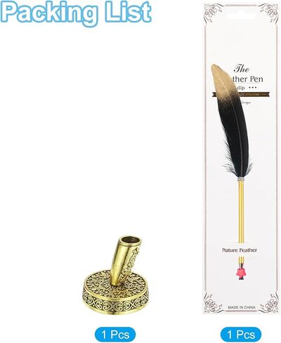 PATIKIL Feather Ballpoint Pens Bulk, Metal Holder Black Ink Vintage Quill Writing Pens for Office Wedding Signature, Blue in Saudi Arabia