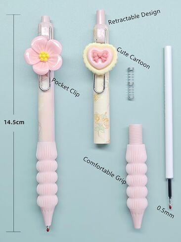 6 PCS Adorable rabbit Pens Novelty strawberry Pens Cartoon Retractable gel Pen Roller ball Black Ink For School Supplies Office Party (food) in Saudi Arabia