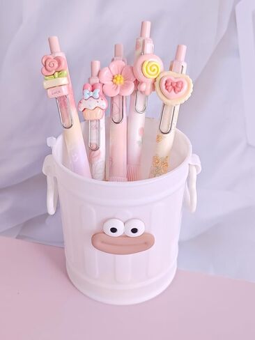 6 PCS Adorable rabbit Pens Novelty strawberry Pens Cartoon Retractable gel Pen Roller ball Black Ink For School Supplies Office Party (food) in Saudi Arabia