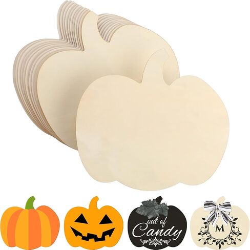 Jetec 12 Pieces 16 Inch Large Halloween Wooden Pumpkin Cutout Unfinished Wooden Blank Pumpkin Shape Cutout for Thanksgiving Party Fall Party DIY Craft Decoration Supplies in Saudi Arabia