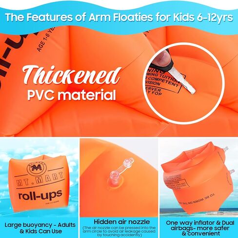 Arm Floaties for Kids 3-5 - Pool Floats Kids Blow up Water Wings, Swimming Arm Bands Floatation for Children and Adults in Kuwait