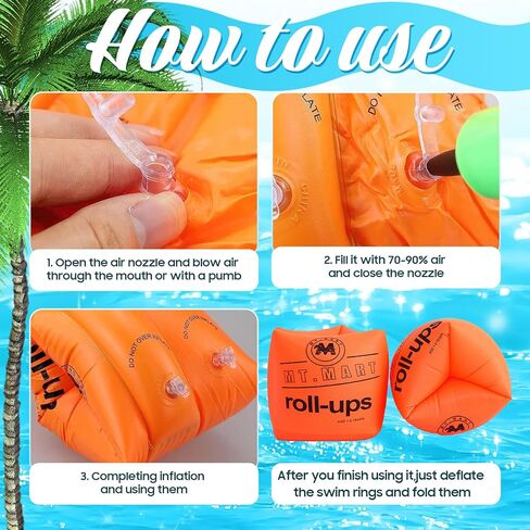 Arm Floaties for Kids 3-5 - Pool Floats Kids Blow up Water Wings, Swimming Arm Bands Floatation for Children and Adults in Kuwait