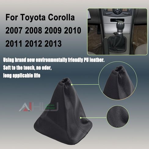 Car Shift Gear Stick Handbrake Cover Manual Shift Boot Black Leather Boot Cover Case for to-yo-ta Co-Rolla 2007 2008 2009 2010 2012 2013 in Kuwait