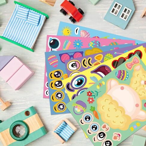 24 ورقة ملصقات هالوين للأطفال تصنع ملصقات وجه ، وصنع ملصق خاص بك لـ Halloween Kids Party Party Favors Crafts Game supplies Supplies in Kuwait