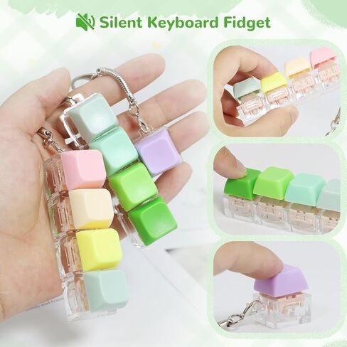 Keyboard Fidget Toys- 3Pcs Fidget Keyboard Clicker Keyboard Button Fidget Keychain Decompression Toys for Stress Relief Office Pass The Time or Gift (Style A) in Kuwait