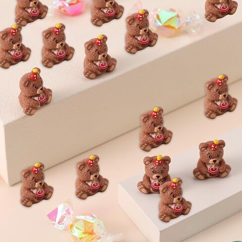 50pcs Mini Resin Teddy Bear Figurines for Counting, Tiny Teddy Bear Bulk Miniature Figures to Hide Small Cute Animal Figure Little Birthday Decoration for DIY Craft Garden Fairy House (5 Colors) in Saudi Arabia