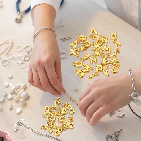 Tondiamo Gold Bubbled Charm for Jewelry Making Gold Letter Charm A- Z Alphabet Pendant Letters 3D Bubble Glitter Trendy Chunky Initial Alphabet for Women DIY Craft Bracelet Necklace in Saudi Arabia