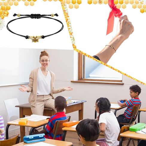 سوار Sasylvia Inspirational Bee Bee Bracelet إيجابي سوار نحل العسل المصنوع يدويًا مع بطاقة تحفيزية لحزب النحل ، شكرًا لك هدية للمساعد الطبي ، جوائز الطالب ، المعلم الطالب in Saudi Arabia