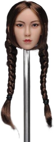 1/6 Scale Female Head Sculpt, Asian Girl Ying Braided Hair Head Carving for 12inch PH TBL JO Action Figure Body (Brown Double Braid Hair-Suntan Skin) in Kuwait