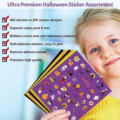 Fancy Land Halloween Stickers for Kids 400 Assortment Stickers for Party Favors Treats Classroom Crafts 8 Sheets in Saudi Arabia