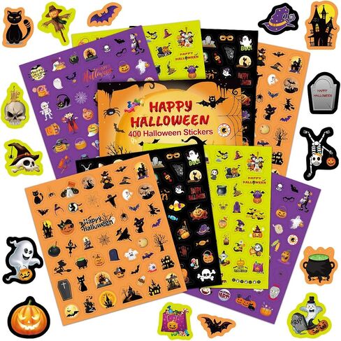 Fancy Land Halloween Stickers for Kids 400 Assortment Stickers for Party Favors Treats Classroom Crafts 8 Sheets in Saudi Arabia
