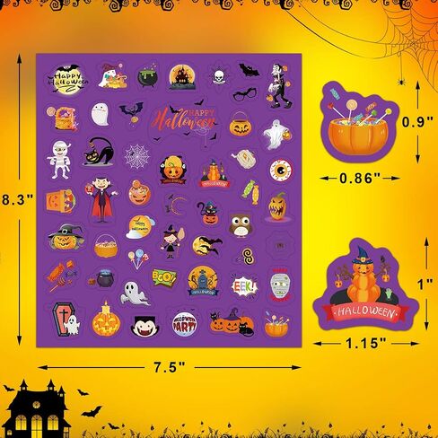 Fancy Land Halloween Stickers for Kids 400 Assortment Stickers for Party Favors Treats Classroom Crafts 8 Sheets in Saudi Arabia
