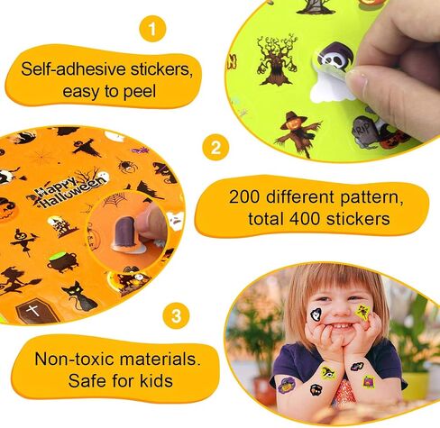 Fancy Land Halloween Stickers for Kids 400 Assortment Stickers for Party Favors Treats Classroom Crafts 8 Sheets in Saudi Arabia