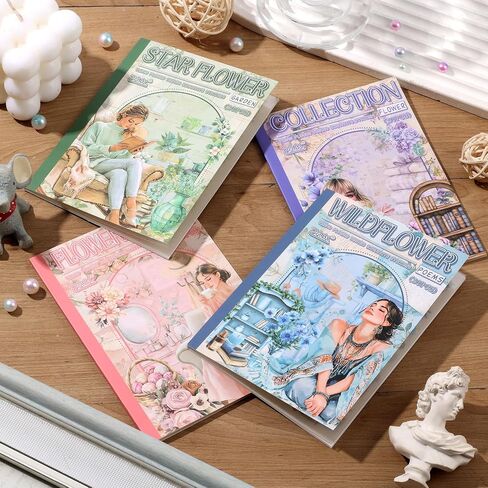 4 Book for Girls Scrapbooking Stickers Pre-Cut 480 washi Stickers PET People Sticker Books for journaling Scrapbook Supplies Transparent Sticker for journaling in Kuwait