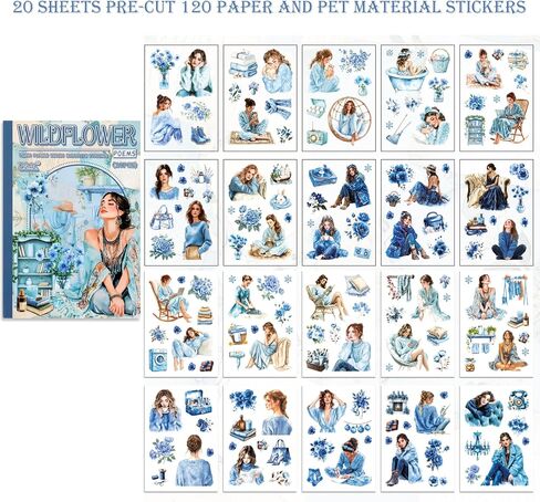 4 Book for Girls Scrapbooking Stickers Pre-Cut 480 washi Stickers PET People Sticker Books for journaling Scrapbook Supplies Transparent Sticker for journaling in Kuwait