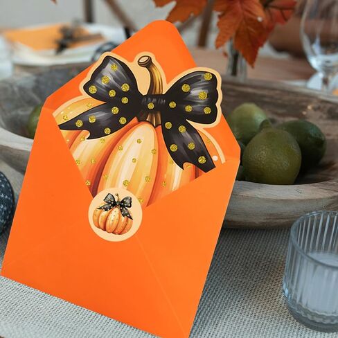 ceiba tree Fall Pumpkin Greeting Cards Glitter Pumpkin Shaped Thank You Cards with Envelopes Autumn Halloween Thanksgiving Blank Notecard Bulk in Saudi Arabia