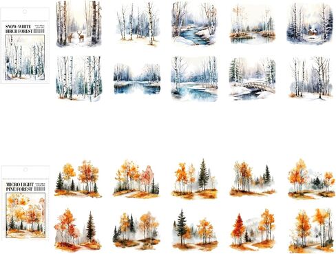 120 Pieces Botanical Tree-Themed PET Sticker, Pine Tree Forest Scenery Stickers for Scrapbooking, Journaling, Creative Journal Supplies, and DIY Crafts in Saudi Arabia