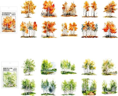 120 Pieces Botanical Tree-Themed PET Sticker, Pine Tree Forest Scenery Stickers for Scrapbooking, Journaling, Creative Journal Supplies, and DIY Crafts in Saudi Arabia
