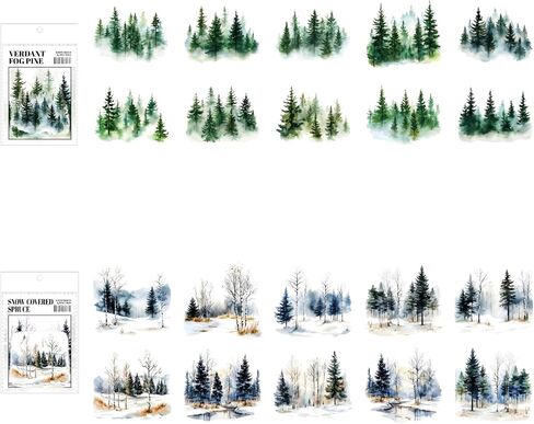 120 Pieces Botanical Tree-Themed PET Sticker, Pine Tree Forest Scenery Stickers for Scrapbooking, Journaling, Creative Journal Supplies, and DIY Crafts in Saudi Arabia