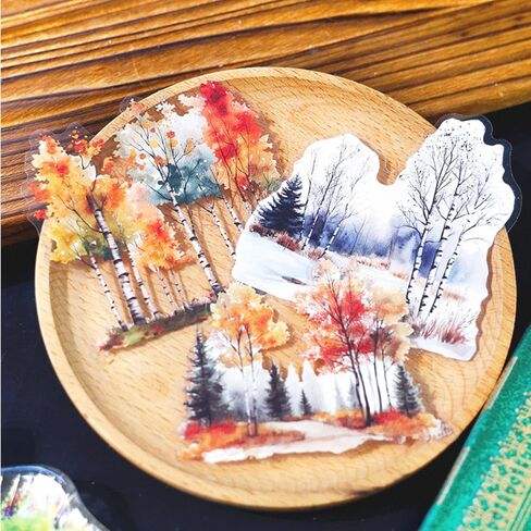 120 Pieces Botanical Tree-Themed PET Sticker, Pine Tree Forest Scenery Stickers for Scrapbooking, Journaling, Creative Journal Supplies, and DIY Crafts in Saudi Arabia