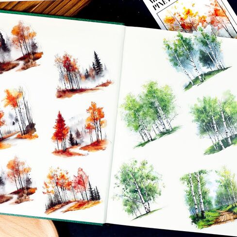 120 Pieces Botanical Tree-Themed PET Sticker, Pine Tree Forest Scenery Stickers for Scrapbooking, Journaling, Creative Journal Supplies, and DIY Crafts in Saudi Arabia