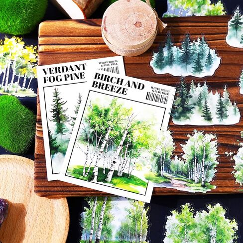 120 Pieces Botanical Tree-Themed PET Sticker, Pine Tree Forest Scenery Stickers for Scrapbooking, Journaling, Creative Journal Supplies, and DIY Crafts in Saudi Arabia