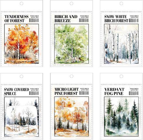 120 Pieces Botanical Tree-Themed PET Sticker, Pine Tree Forest Scenery Stickers for Scrapbooking, Journaling, Creative Journal Supplies, and DIY Crafts in Saudi Arabia