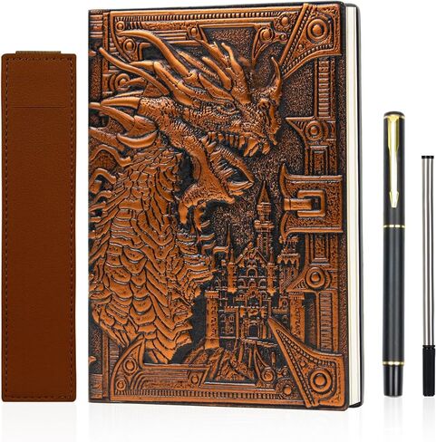 DND Notebook Dragon Journal with Pen ، 3D Prosected Leather Notebook 200 صفحة تصطف على الورق المقعوب في كتابة مذكرات Great RPG Great Lover's For DM's واللاعبين والرجال والنساء (ملون). in Saudi Arabia