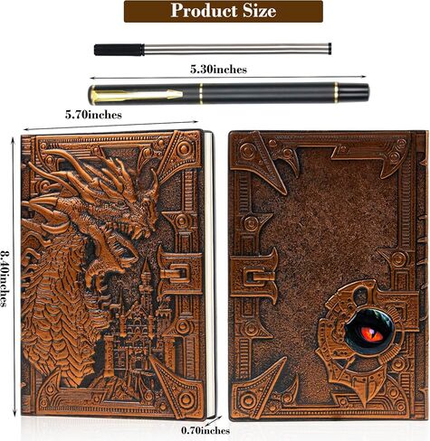 DND Notebook Dragon Journal with Pen ، 3D Prosected Leather Notebook 200 صفحة تصطف على الورق المقعوب في كتابة مذكرات Great RPG Great Lover's For DM's واللاعبين والرجال والنساء (ملون). in Saudi Arabia