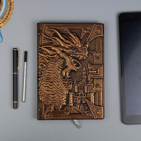 DND Notebook Dragon Journal with Pen ، 3D Prosected Leather Notebook 200 صفحة تصطف على الورق المقعوب في كتابة مذكرات Great RPG Great Lover's For DM's واللاعبين والرجال والنساء (ملون). in Saudi Arabia