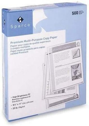Sparco SPR06120 8.5 x 11 in. 92 Brightness Copy Paper, White - Pack of 5000 in Saudi Arabia