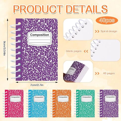 40 Pack Mini Spiral Composition Notebooks Bulk 3. 5 x 2. 5 Inches Pocket Notepad Small Notebook Marble Small Pocket Notebooks With Lined Pages Memo Pads for Outdoor Home Office College School in Kuwait