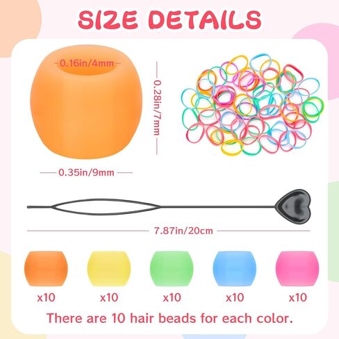 Funisfun Silicone Hair Beads Glow في Dark 100pcs حبات المهر الناعمة لضفائر ملحقات الشعر اللطيفة للأطفال حفلات الشعر اليومية (Small-100p) in Kuwait