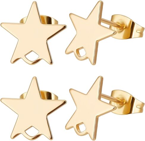 Beebeecraft 1 Box 20PCS Star Stud Encring Encerings 18K Gold Plated Five Stars Post Post with Hole for Jewelry Making Supplies DIY Craft in Saudi Arabia