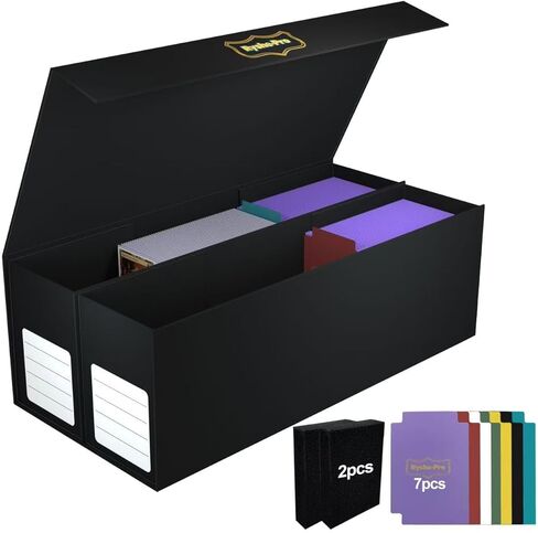 Trading Card Storage Box with Magnetic Closure for 2400+ Sleeveless, Sports Card Case with 7 Dividers & 2 Foam Stoppers, Bulk Card Deck Box for MTG, PTCG, TCG, Game Cards in Saudi Arabia