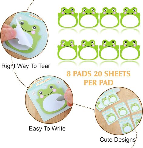 160Pcs Frog Sticky Notes Sets - Animal Shaped Kawaii Sticky Notes, Repositionable Frog Accessories for Office School Creative Gifts in Saudi Arabia