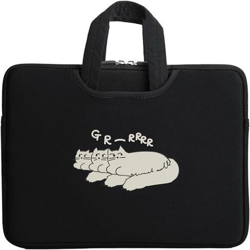 غلاف جهاز الكمبيوتر المحمول Stnine مع توضيح Cat Cute Custor Bag مع مقبض مخفي وجيوب متوافقة مع MacBook Air 13 MacBook Pro 14 HP Chromebook 14 in Kuwait