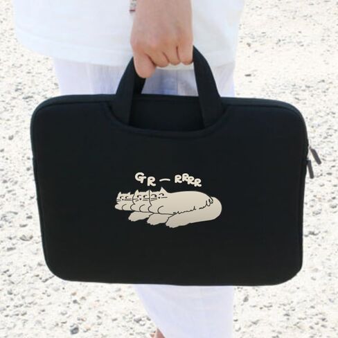 غلاف جهاز الكمبيوتر المحمول Stnine مع توضيح Cat Cute Custor Bag مع مقبض مخفي وجيوب متوافقة مع MacBook Air 13 MacBook Pro 14 HP Chromebook 14 in Kuwait