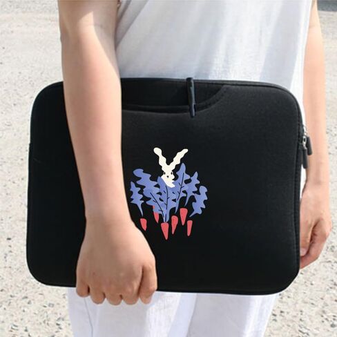 غلاف جهاز الكمبيوتر المحمول Stnine مع توضيح Cat Cute Custor Bag مع مقبض مخفي وجيوب متوافقة مع MacBook Air 13 MacBook Pro 14 HP Chromebook 14 in Kuwait